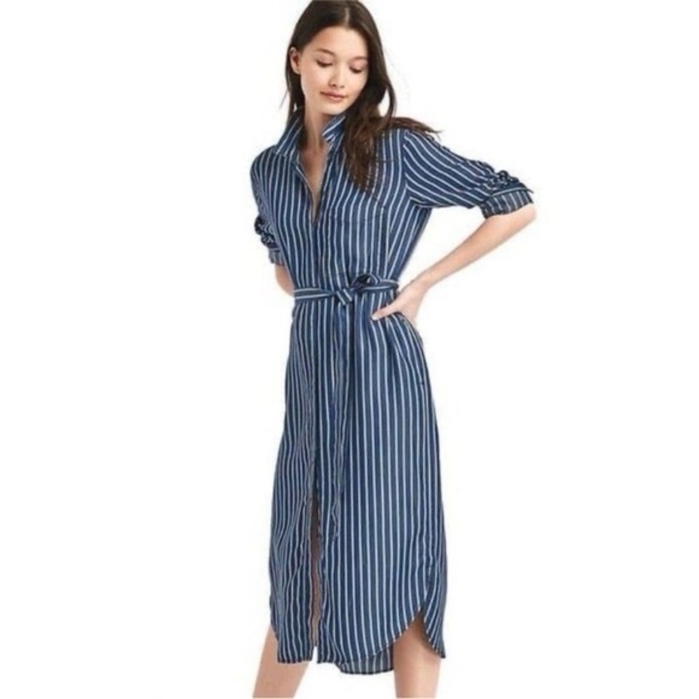 Gap Stripe TENCEL midi shirtdress size XS